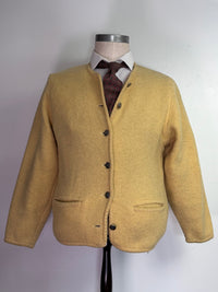 Mustard wool cardigan front view