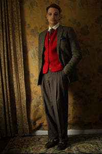 Tally Ho Crimson Wool Cardigan Jacket — Vintage British Knitwear