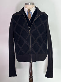 White Stag black leather diamond zip jacket front view