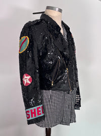 Vintage Sequin Moto — side Shell patch