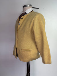 Mustard wool cardigan side view