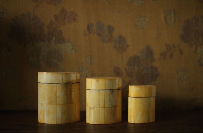 Tessellated Bone Canister Set — Graduated, Set of 3