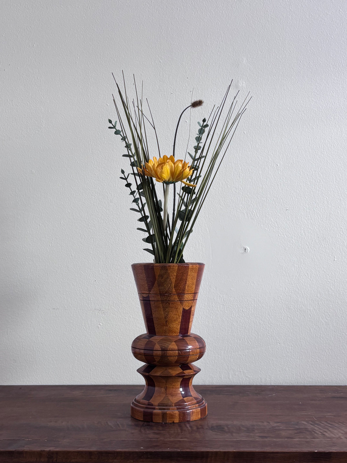 Vintage Segmented Wood Turned Vase — SEC. 06