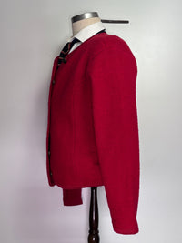 Tally Ho Crimson Wool Cardigan Jacket — Vintage British Knitwear
