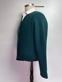 Teal hammer wool cardigan open front detail