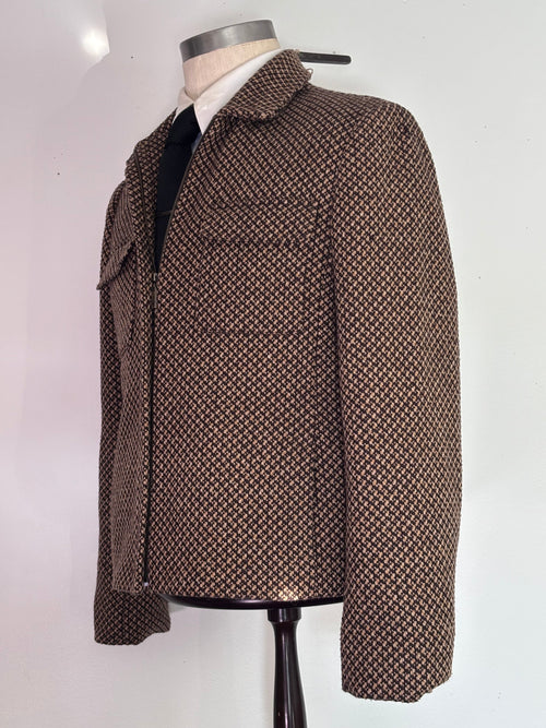 Rena Rowan micro-houndstooth half-zip jacket side view