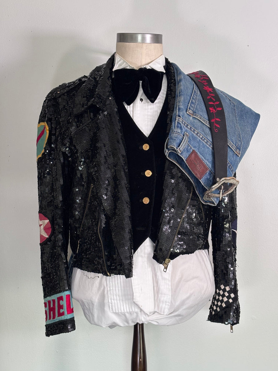 Vintage Sequin Moto — front full