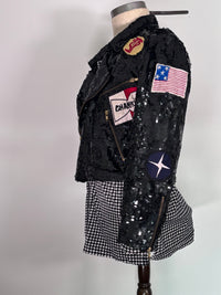 Vintage Sequin Moto — side detail patches