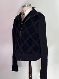 White Stag black leather diamond zip jacket three-quarter view