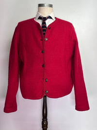 Tally Ho Crimson Wool Cardigan Jacket — Vintage British Knitwear