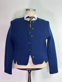 Cobalt wool cardigan front view