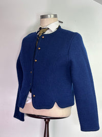 Cobalt wool cardigan side view