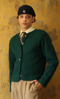 The Green Hammered Wool Cardigan