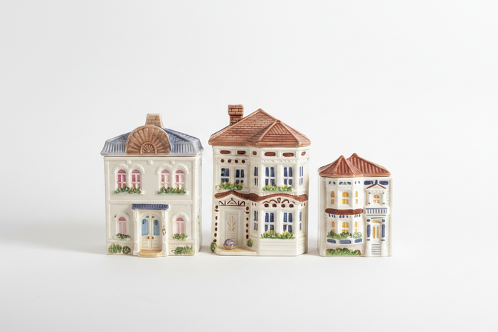 Vintage Ceramic Painted Lady House Canister Set — Set of 3 — SEC. 06
