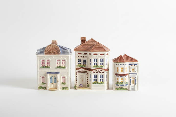 Vintage Ceramic Painted Lady House Canister Set — Set of 3 — SEC. 06