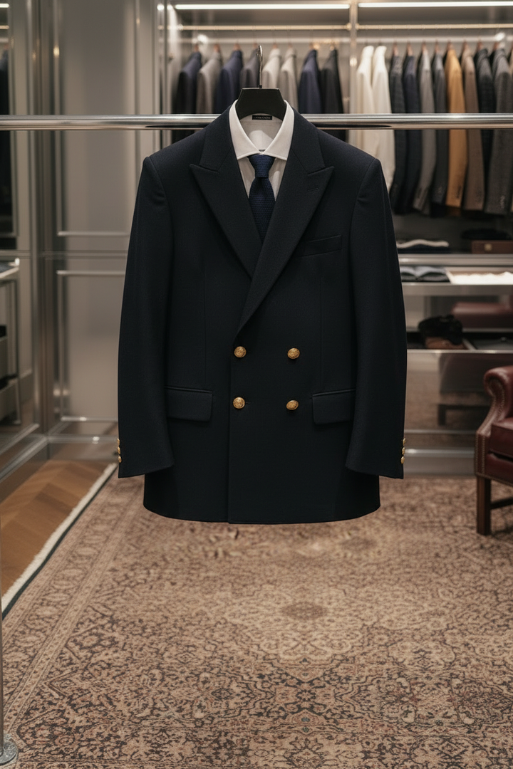 Navy Gold Button Blazer